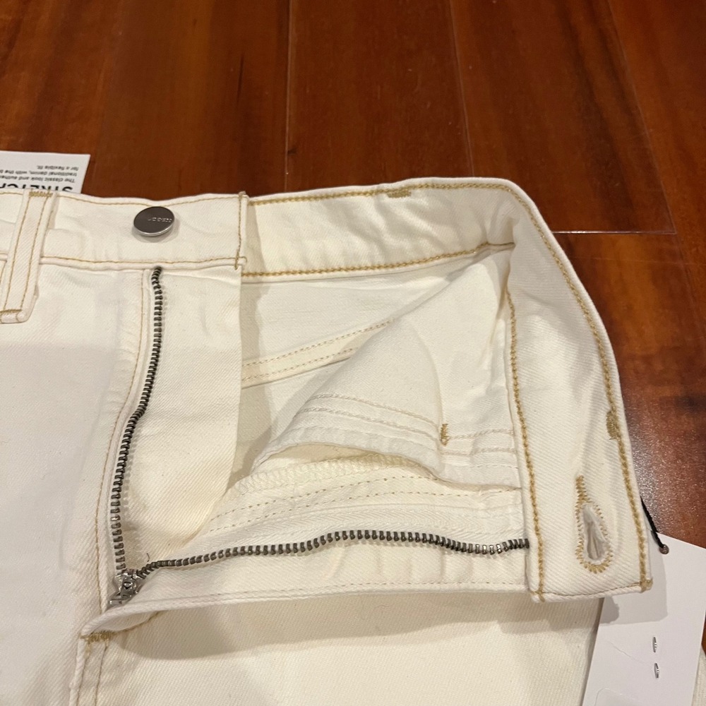 Joe's Denim Maxi Skirt Jean Solid Milk White Raw Hem Front Slit New Size 23 - Picture 9 of 10